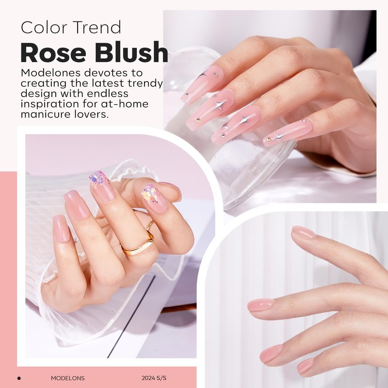 Modelones Builder Nail Gel, Pink Builder Gel for Nails, Hard