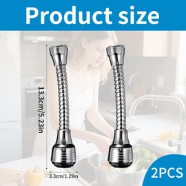 Flexible Faucet Aerator+2PCS Tap Extender+360° Rotating+Dual Water Modes+Universal Fit+Silver