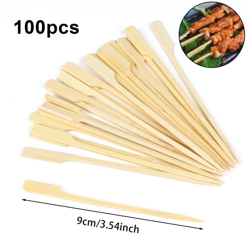 VEYLIN Barbecue Skewers,100pcs Bamboo Paddle Skewers Bamboo Sticks for BBQ