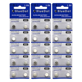 BlueDot Trading 30 AG2 396A LR726 Button Cell Batteries for Watches, Calculators, Hearing Aids, and Many Other Electronic Devices, Packaging May Vary, 30 Count