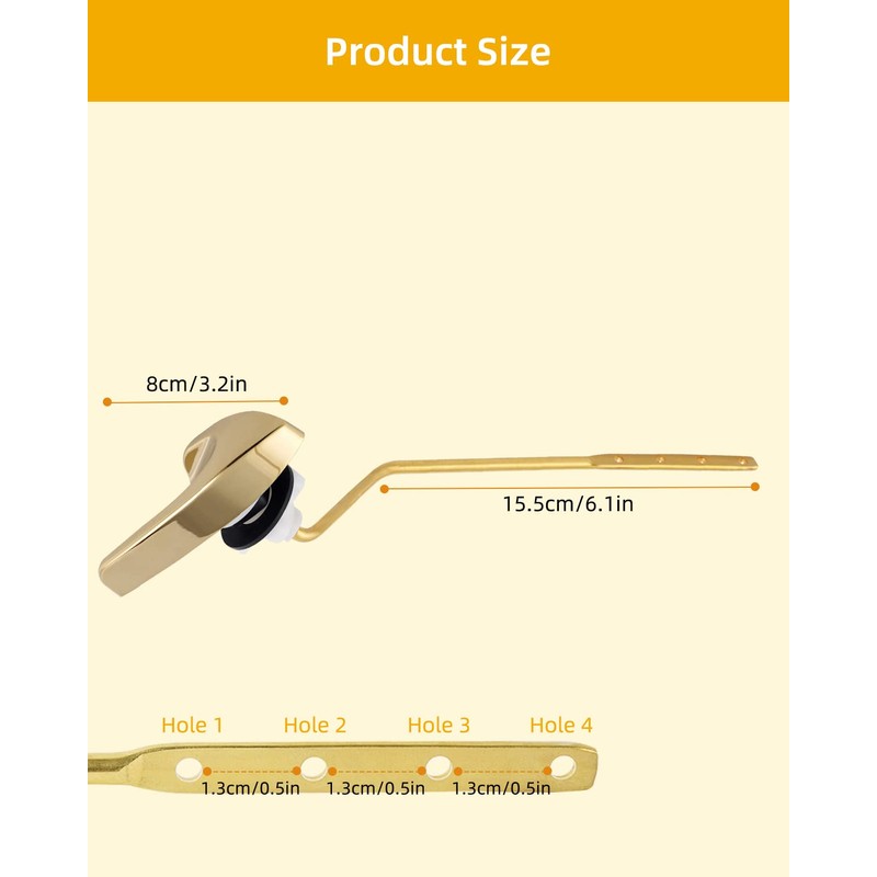 iFealClear Polished Gold Universal Toilet Tank Flush Lever Handle, Brass