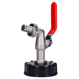 IBC Tank Tap, Ibc Outlet Valve Ball Valve 1/2 Inch to Garden Hose 1/2 Inch Ibc Adapter with 60 x 6 Thread Approx. 61 mm in Diameter High-Quality and Leak-Free Tap Made of Brass in Red - Black