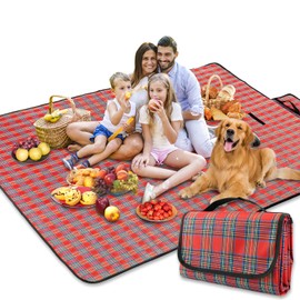 BAXIWUY Picnic Blanket, Beach Mat, Camping Blanket, Beach Blanket with Waterproof Backing, Camping Accessories, Outdoor Blanket for Beach, Picnic, Camping and Hiking, 150 x 200 cm (Red)
