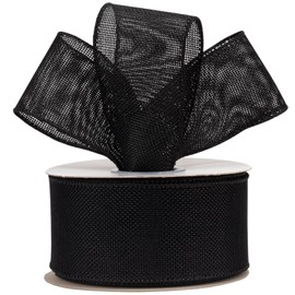 AVANAVA Black Burlap Ribbon, 2-1/2 Inch x 20 Yard, Wired Edge Ribbon for Crafts, Wreath, Bow Making, Gift Wrapping, Christmas Tree Decoration and Home Decoration