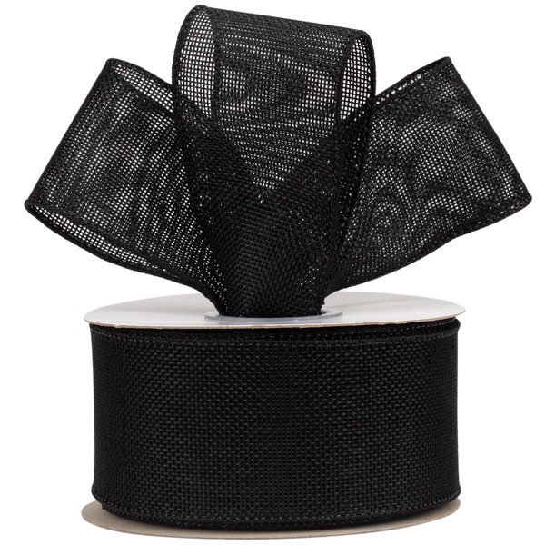 AVANAVA Black Burlap Ribbon, 2-1/2 Inch x 20 Yard, Wired