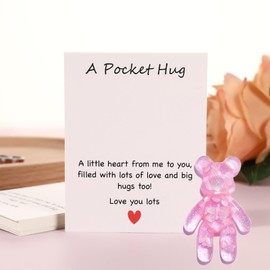 Pocket Bear Hug, Pocket Hug Emotional Support Gifts, Pocket Heart Anxiety Relief Gifts for Her, Comforting Gift for Son Daughter Back to School, for Mum (Pink)