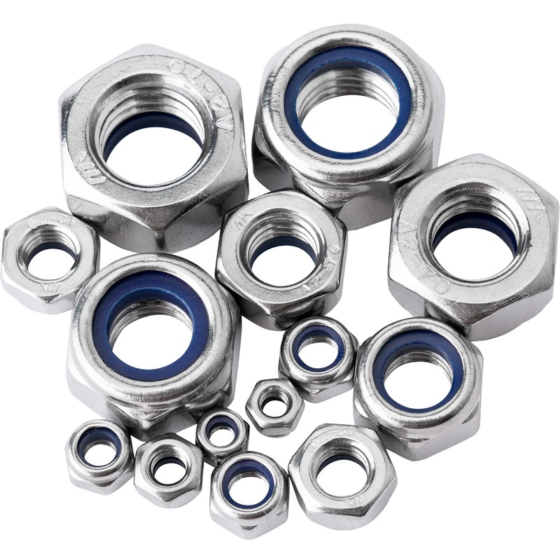 BESTYCHAO 180pcs Nylon Lock Nuts Stainless Steel Insert Hex Nut