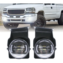 LEVANLIGHT LED Fog Lights with DRL Compatible with 2003 2004 2005 2006 GMC Sierra 1500 2500 3500 Front Bumper Driving Fog Lamps Assembly with Turn Signal Lights & Wiring Harness