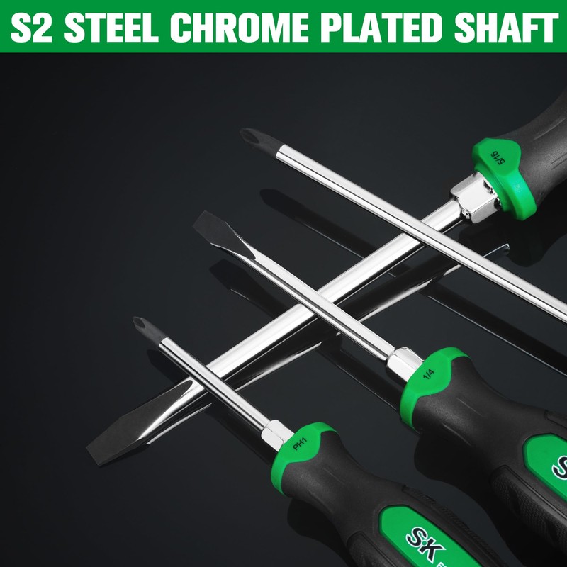 SK 6-Piece Magnetic Screwdriver Set, S2 Steel, 3 Slotted &