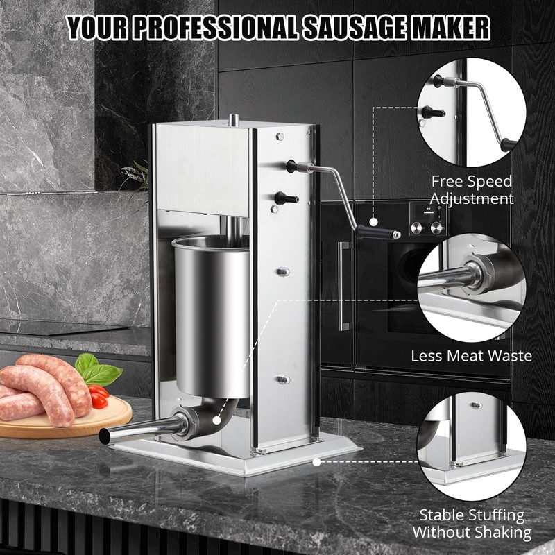 Manual Sausage Stuffer, Vertical Meat Stuffer, Stainless Steel Upright Sausage