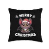 Santa Hat Christmas Fairy Lights Bat Throw Pillow