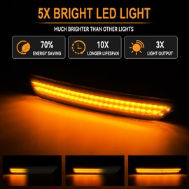 StylinPro Front Amber LED Side Marker Lights Compatible with Ford Mustang 2010 2011 2012 2013 2014, Smoked Lens Front Bumper Side Marker Reflectors Lights Amber Light - 2PCS