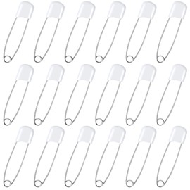 100 pines para pañales, pasadores de seguridad para bebé, pasadores de plástico para pañales de tela con cierres de bloqueo seguro, pasadores de pañales de acero inoxidable (blanco)