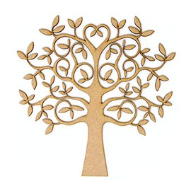 MDF Tree Shape for Crafts, with Added Love - Perfect for Family Tree, Weddings (15cm) - Includes 4 Free Hearts