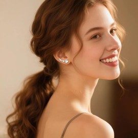 TIGER RIDER Moonphase Ear Cuffs Earrings Jewelry Gifts 925 Sterling Silver Ear Climbers Ear Crawlers for Mother