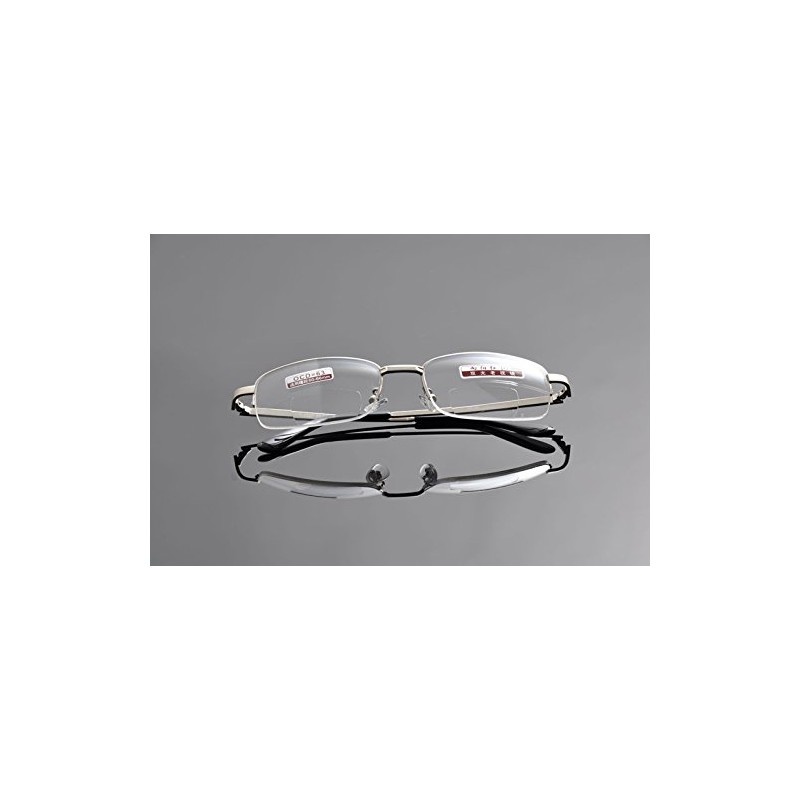 De Ding Metal Half Rim Bifocal Reading Glasses (silver, 3.5
