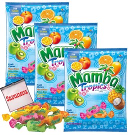 Mamba Tropics Assorted Candy, Individually Wrapped Candies 3.52 oz (pack of 3). Great for Party Favor Candy Mix - Pinata Candy Bulk - Goodie Bag Stuffers for Kids Party Favors