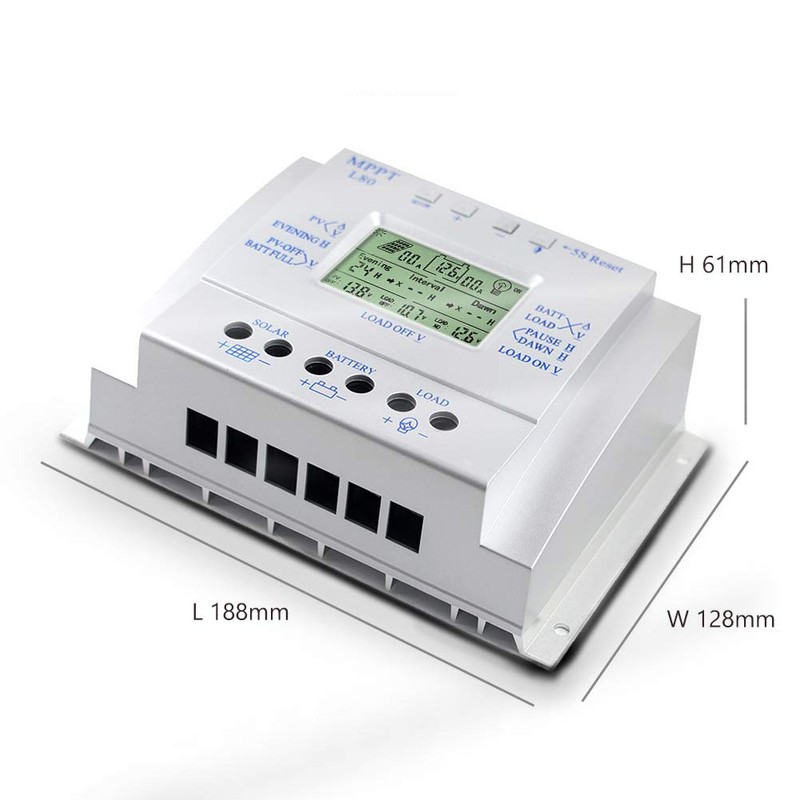 80A Solar Charge Controller, 12V 24V Solar Controller 80A for