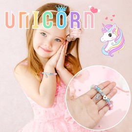 Hidepoo Unicorn Bracelet - Heart Unicorn Bracelet, Adjustable Unicorn Bracelet Heart Initial M Unicorn Bracelets Jewelry Unicorn Gifts Rainbow CZ Letter Unicorn Birthday Gifts Unicorn Jewelry