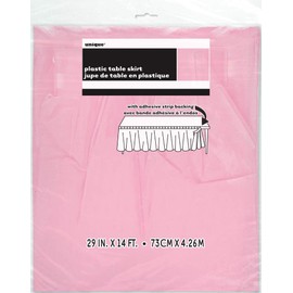 14ft Light Pink Plastic Table Skirt
