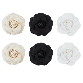 SUPERFINDINGS 6 Pieces 3 Colours Camellia Brooch Camellia Hair Clip Flowers Hair Clip Fabric Flowers Brooches Lapel Pins for Women Hair Dresses Hats Clothing Decoration Accessories