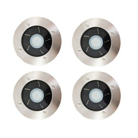 FORCETEK 4-Pack Solar Power Outdoor Stainless Steel 4 LED Step/Deck Light