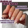 BABALAL Gold Press on Nails Medium Almond Fake Nails Floret
