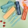Reusable Wheat Straw Cutlery with Case, Portable Dark Utensils Set