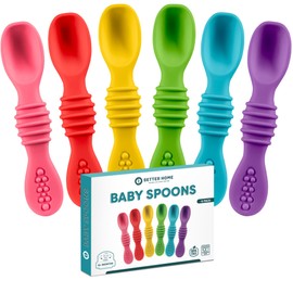 Premium Silicone Baby Spoons set - 6 Pack,Baby spoon self feeding Training Spoons for Infants & Toddler, First Stage Chewable Baby Led Weaning Utensils, BPA Free, baby feeding essentials