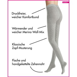 Hudson Women's Tights Winter Plait Warming, Silver 0502