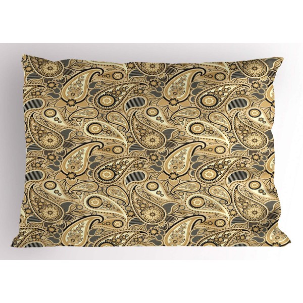 Ambesonne Earth Tones Pillow Sham, Exotic Pattern Traditional Welsh Pears