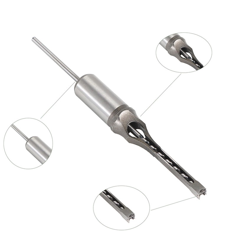 Timunr 7Pcs Square Drill Bits Tools Round Handle Woodworking Hole