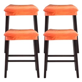Bifaunvogel Bar Stool Cover Rectangle Set of 4 Velvet Stretch Counter Height Bar stools Slipcovers Saddle Stool Slipcover Bench Seat Protector Backless Bar Stools Covers for Kitchen Counter Orange