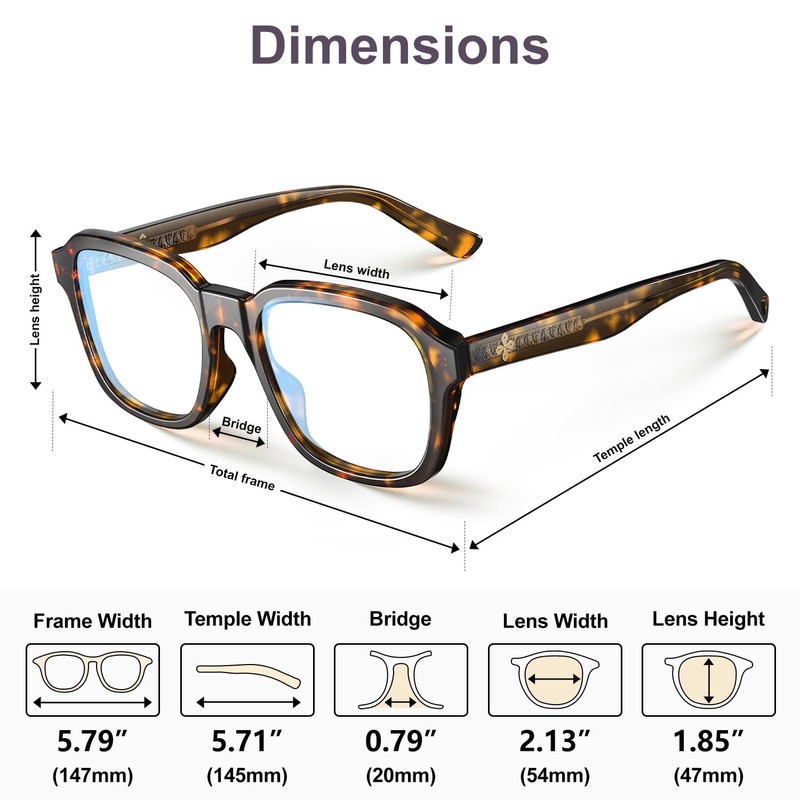 VISOONE Oversized Square Blue Light Blocking Glasses Fashion Computer Eyewear