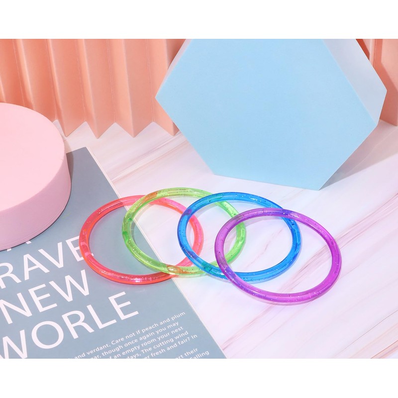 PENTA ANGEL Glitter Bangle Bracelets 8Pcs Retro Neon 80s 90s