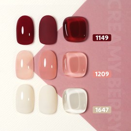 GAOY Gel Nail Polish Kit, 3 Colors 16ml Jelly Pink Off White Red, Sheer Soak Off UV Gel Polish Set - Creamy Berry