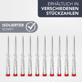 PerfectHD Power Tester - Screwdriver - Made in Germany - Voltage Tester - 60 mm Shaft - 3 mm Blade - 120 to 250 V - Set of 20 - 5 Variants