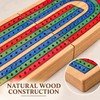 Wooden 3-Track Cribbage Board Game with 9 Pegs, Playing Cards