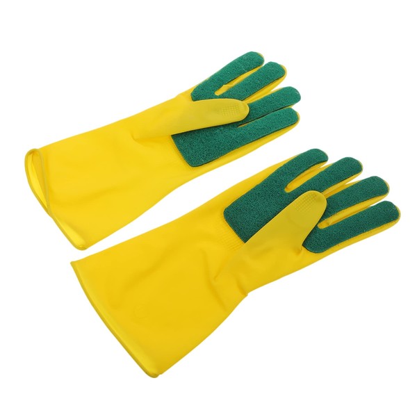 SAFIGLE 1 Pair Latex Scouring Pad Gloves for Housework Reusable