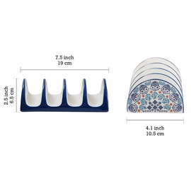 Bico Blue Talavera Ceramic Taco Holder, Taco Stand Rack Tray, Microwave and Dishwasher Safe