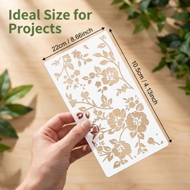 12Pcs Flower Stencils PET Stencils for Crafts Painting Floral Mandala Reusable Stencil Set DIY Art Craft Templates for Wall Wood Fabric Scrapbooking