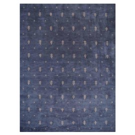 Hand Knotted Loom Wool ECO-Friendly Area Rugs - 5'x8', Rectangle, Blue Color, Contemporary Modern Design, High Pile Thick Handmade Anti Skid Rugs for Living Room (L00501)