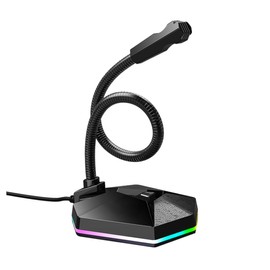 Vaguelly Wireless USB Microphone for Recording Streaming Bendable Desktop Mic RGB Light Noise Canceling for Laptop