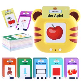 AGSTMG Learning Toy Talking Flash Cards German Talking Flashcards German Montessori Toy Educational Games 224 Words Learning Alphabet ABC/Numbers/Colours Games for Children from 2 3 4 5 6 Years