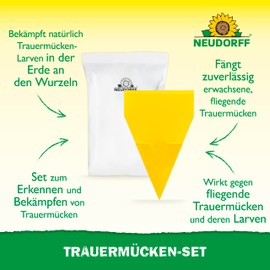 Neudorff Fungus Gnats Set - 5 Million SF Nematodes and Yellow Stickers for Natural and Quick Control of Fungus Gnats with Instant & Long-Term Effect
