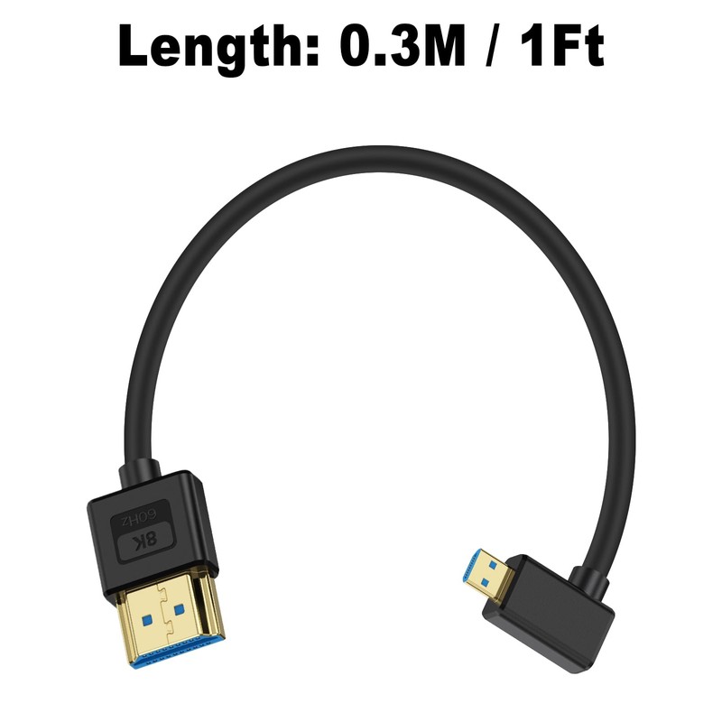 Poyiccot 8K L Type Micro HDMI to HDMI Adapter Cable,