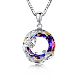 HUKKUN Phoenix Necklace 925 Silver Phoenix Pendant Necklace Phoenix Crystal Bird Phoenix Jewellery Women
