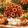 2 Bunches Autumn Artificial Flowers Sunflowers Orange Fake Peony Bouquet