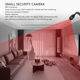 Yunir Small Security Camera, 1080P WiFi Indoor Camera with 145° Wide Angle, Motion Detection, Noise Reduction, Adjustable Camera for Home, Business (128GB)