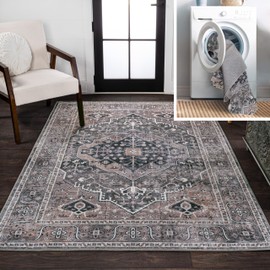 JONATHAN Y WSH103B-3 Alacati Ogee Medallion Machine-Washable Dark Green/Dark Beige 3 ft. x 5 ft. Area Rug, Easy to Clean, Non-Shedding for Home, Kitchen, Living Room, Bedroom, Dining Room